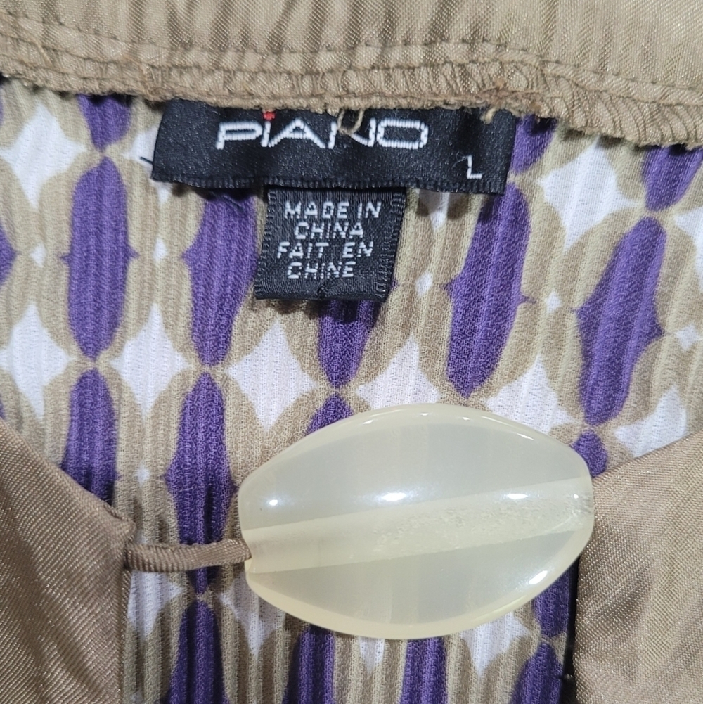 Vintage 90s PIANO Lightweight Pleated Shirt Blouse Womens Top Size L - Picture 5 of 11